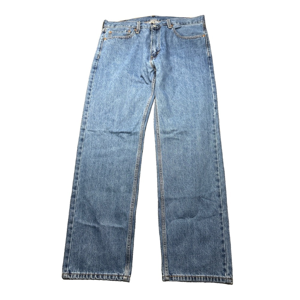 Levis 505 Mens Jeans 36x32 Blue Regular Fit Straight Leg Denim